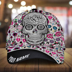 Maxcorners Custom Name Sugar Skull - Cap