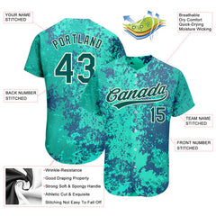 Custom Teal Midnight Green-Cream 3D Pattern Design Authentic Baseball Jersey