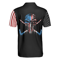 Max Corners American Flag Skull Golf 3D Custom Polo Shirt