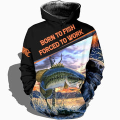 Maxcorners Born To Fish Forced To Work 3D Shirt