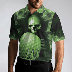 Max Corners Green Skull Golf Shirt Design, Scary Men 3D Custom Polo Shirt