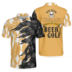 Max Corners Who Needs Therapy When You Have Beer & Golf 3D Custom Polo Shirt