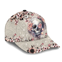 Maxcorners Custom Name Woman Skull Flower - Cap