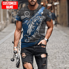 Maxcorners Bass Fishing Metal Boat Fishing Personalized Name 3D Shirt