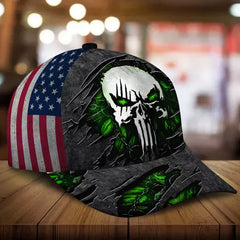 Maxcorners Custom Name Lava Skull White Cap