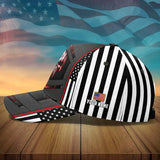 Maxcorners Custom Name Lava Skull In Flag Cap