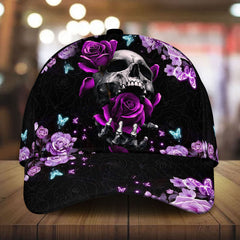 Maxcorners Custom Name Lava Skull Among Flowers Cap