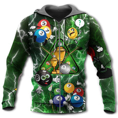 Maxcorners Billiard Lover Funny Lightning 3D Over Printed Hoodie