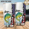 Maxcorners Fishing Tumbler White Patriotic Flag Stripe Design Personalized Name Tumbler (13 Species)