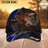 Maxcorners Hunting Blue Stripe Skull Archer and Deer Sunset Design Personalized 3D Cap