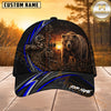 Maxcorners Hunting Blue Stripe Skull Archer and Deer Sunset Design Personalized 3D Cap