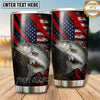 Maxcorners Fishing Tumbler Black Red Patriotic Slash Design Personalized Name Tumbler (13 Species)