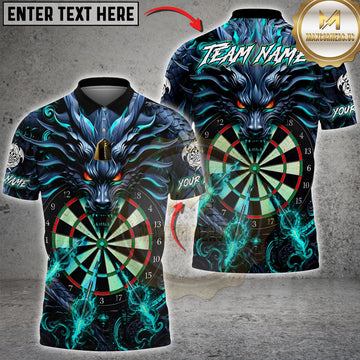 Maxcorners Darts Dark Dragon Flaming Dartboard Design Multicolor Customized Name, Team Name 3D Shirts