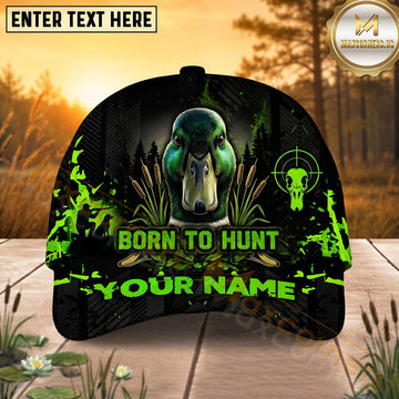 Maxcorners Hunting Green Black Born To Hunt Personalized 3D Cap