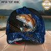 Maxcorners Catfish Blue Camo Splash Personalized Name 3D Cap (12 Fish Species)