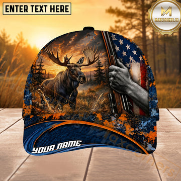 Maxcorners Hunting American Flag Sunset Rifle Personalized 3D Cap