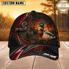 Maxcorners Hunting Red Stripe Skull Archer and Deer Sunset Design Personalized 3D Cap