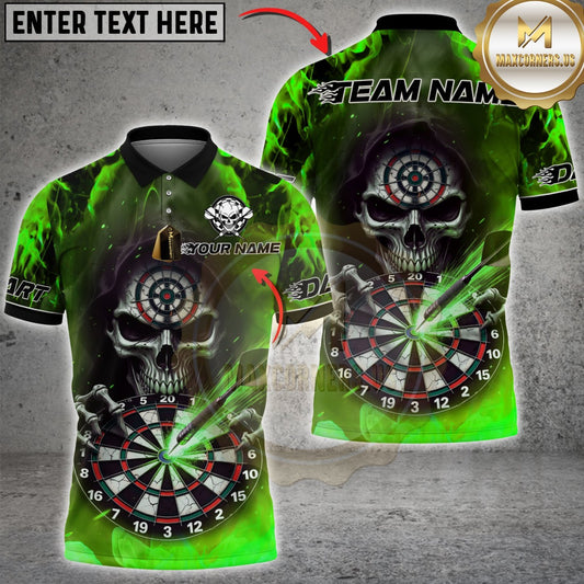 Maxcorners Darts Flaming Skull Dartboard Design Multicolor Customized Name, Team Name 3D Shirts