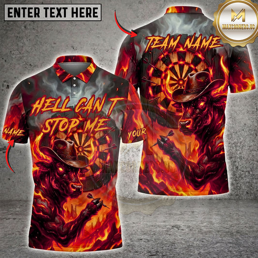 Maxcorners Darts Hell Can't Stop Me Flaming Skull Dartboard Multiple Options Personalized Name, Team Name 3D Shirt