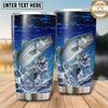 Maxcorners Fishing Tumbler Electric Blue Wave Grid Design Personalized Name Tumbler (13 Species)