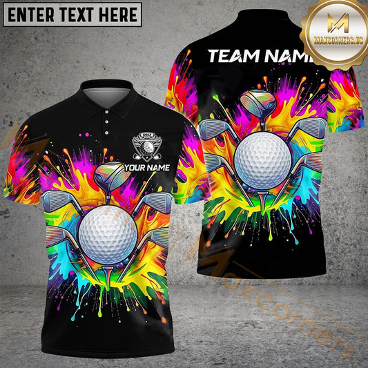 Maxcorners Golf Rainbow Blast Customized Name, Team Name 3D Shirt