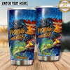 Maxcorners Fishing Tumbler Fishing and Beer Graphic Design Personalized Name Tumbler (13 Species)