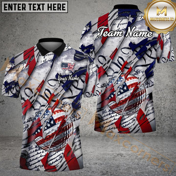 Maxcorners Golf American Patriot Customized Name, Team Name 3D Shirt