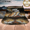 Maxcorners Fishing Dark Aquatic Collage Scale Pattern Personalized 3D Bucket Hat (13 Fish Species)