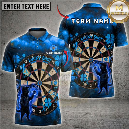 Maxcorners Darts Lucky Shots Cat Silhouette Dartboard Multiple Options Personalized Name, Team Name 3D Shirt