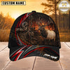 Maxcorners Hunting Red Stripe Skull Archer and Deer Sunset Design Personalized 3D Cap