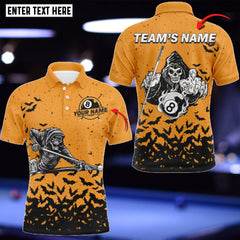 Maxcorners Orange Skeleton Billiard Personalized Name 3D Shirt