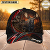 Maxcorners Hunting Red Stripe Skull Archer and Deer Sunset Design Personalized 3D Cap
