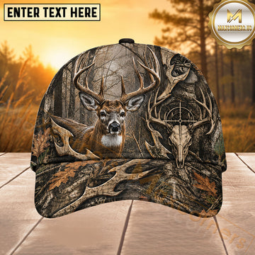 Maxcorners Hunting Skull Target Woodland Camo Personalized 3D Cap
