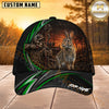 Maxcorners Hunting Green Stripe Skull Archer and Deer Sunset Design Personalized 3D Cap
