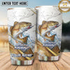 Maxcorners Fishing Tumbler White Gray Marble Hook Design Personalized Name Tumbler (13 Species)