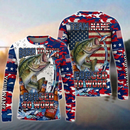 (13 Breeds) Maxcorners Fishing American Flag Just One More Cast Sunset Splash Design Custom Name & Team Name 3D Shirts