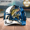 Maxcorners Fishing Blue Tribal Swirl Personalized Name 3D Shirt (13 Fish Species)