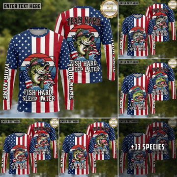 (13 Breeds) Maxcorners Fishing Red White Blue Camo Born To Fish Forced To Work Beer Design Custom Name & Team Name 3D Shirts