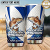 Maxcorners Fishing Tumbler Blue White Racing Stripe Design Personalized Name Tumbler (13 Species)