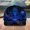 Maxcorners Fishing Reaper Neon Green Skull Multi Options Personalized Name 3D Cap (6 Colors)