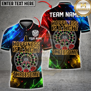 Maxcorners Darts Happiness Is A Tight Threesome Dartboard Design Personalized Name 3D Unisex Shirt