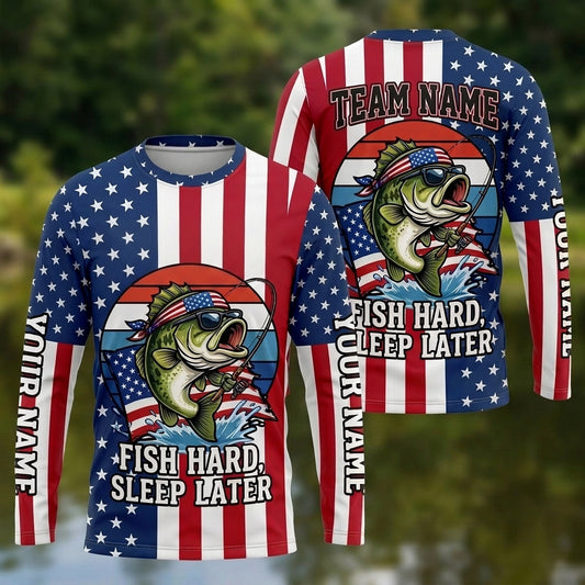 (13 Breeds) Maxcorners Fishing Red White Blue Camo Born To Fish Forced To Work Beer Design Custom Name & Team Name 3D Shirts