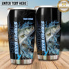 Maxcorners Fishing Tumbler Black Blue Vertical Splash Design Personalized Name Tumbler (13 Species)