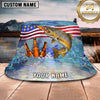 Maxcorners Fishing Beer American Flag Personalized Name 3D Bucket Hat (12 Fish Species)