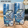 Maxcorners Fishing Tumbler Light Blue Tech Circuit Design Personalized Name Tumbler (13 Species)
