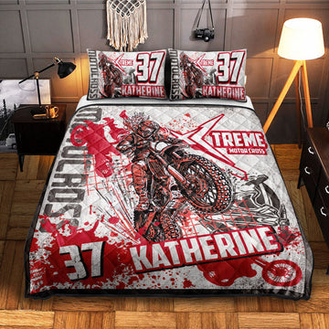 Maxcorners Motocross 30 Multicolor Option Personalized Bedding Set