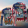 (13 Breeds) Maxcorners Fishing American Flag Fish Hard Sleep Later Bandana Sunglasses Design Custom Name & Team Name 3D Shirts