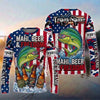 (13 Breeds) Maxcorners Fishing American Flag Fish Hard Sleep Later Bandana Sunglasses Design Custom Name & Team Name 3D Shirts