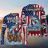 (13 Breeds) Maxcorners Fishing American Flag Fish Hard Sleep Later Bandana Sunglasses Design Custom Name & Team Name 3D Shirts