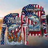 (13 Breeds) Maxcorners Fishing American Flag Fish Hard Sleep Later Bandana Sunglasses Design Custom Name & Team Name 3D Shirts